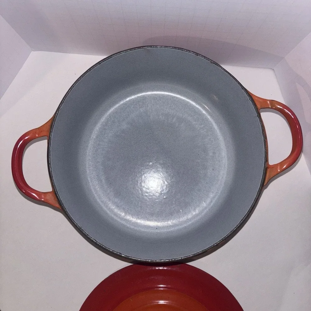 Vintage Cousances Le Creuset 8 Inch Dutch Oven Flame Orange